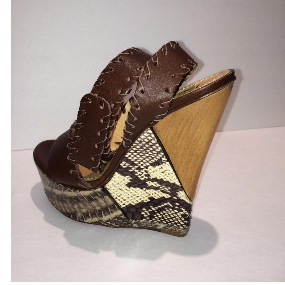 Lanvin Python Leather Platform Wedge Sandal New 37 - image 6